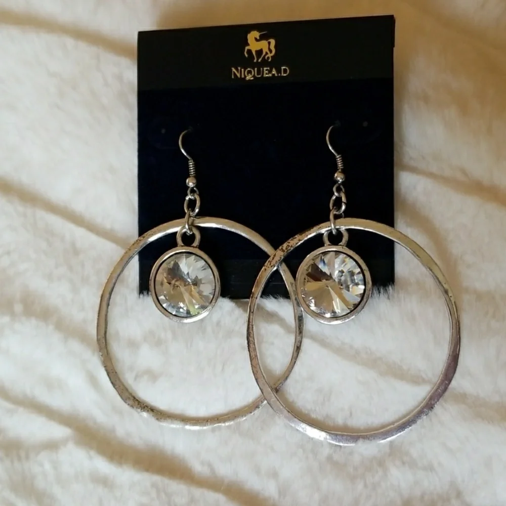 NIQUEA.D // ltd ed silver hoop large crystal hoop